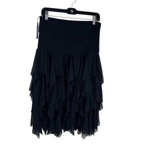 KM Collections Women's Whimigoth Dark Fairy Witchy Asymmetrical Skirt Black Sz M